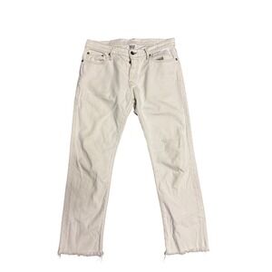NSF Straight Slouch White Denim Jeans Button Fly Raw Hem Made in USA Size 27